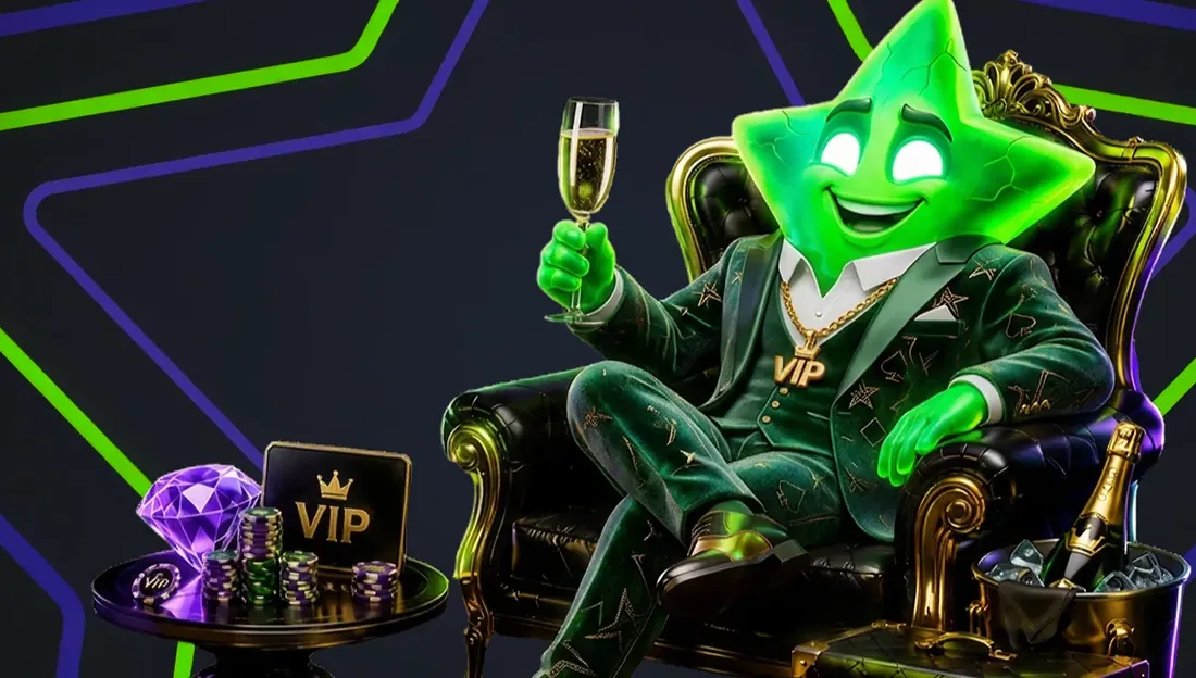 VIP-ster van LuckyBoom met champagne in een fauteuil